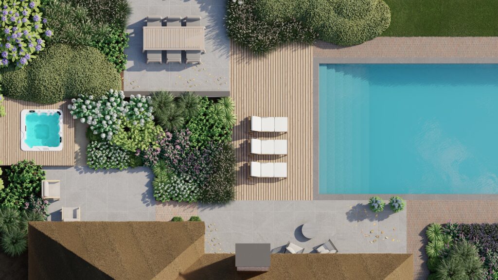 Luxe Tuinontwerp met Natuurlijke Harmonie en Comfort 4 Tuinontwerp met zwembad en jacuzii